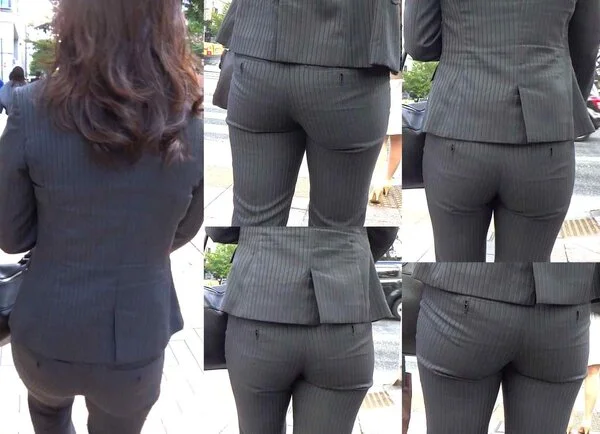 ピチピチパンツスーツ39_グレイスーツ接写[フルHD]