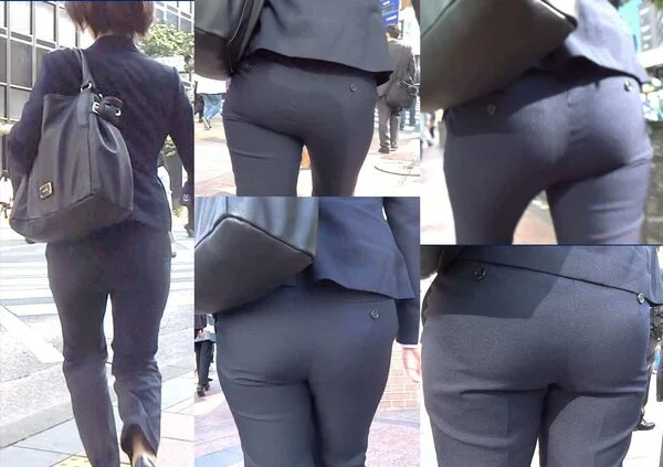 ピチピチパンツスーツ45_黒パンツ接写[フルHD]