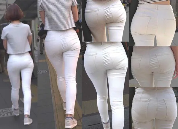 ピチピチピタパンヒップ116_ムチムチ下着ライン丸見え白スキニーのお姉さん[フル