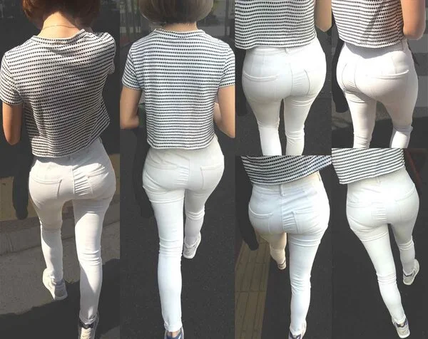 ピチピチピタパンヒップ116_ムチムチ下着ライン丸見え白スキニーのお姉さん【スマ
