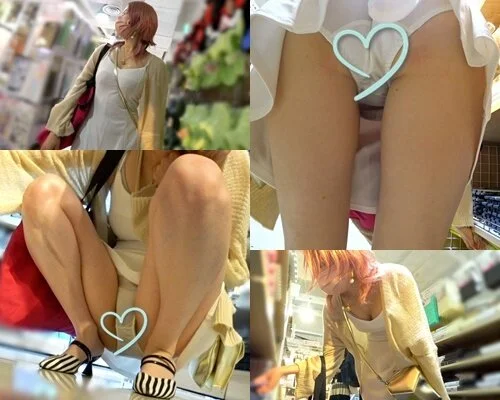 【美肌パンチラ】白ワンピお姉さんの純白Pと胸チラ!!!
