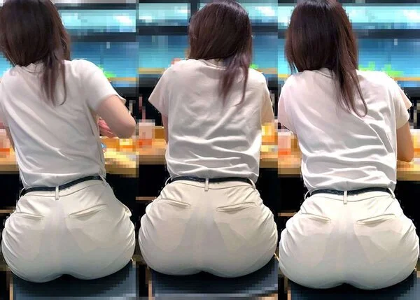 ピチピチピタパンヒップ181_極エロ!!パン線丸見え白パンツ尻突き出しお姉様♪