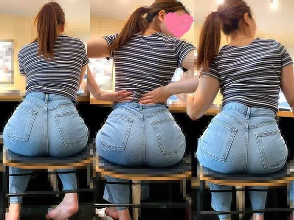 ピチピチジーンズヒップ184_ムチムチ極エロ突き出し尻をローアンから!!JDお姉