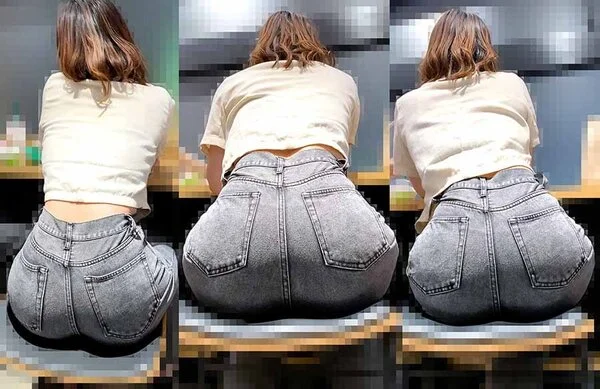ピチピチジーンズヒップ195_ハイスペック突き出し尻をローアングルから観察!!ム