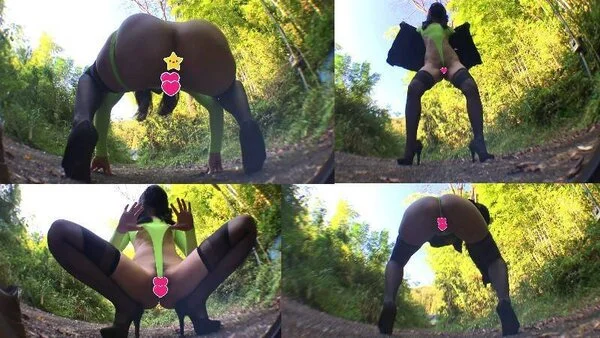 ♡超ハイレグレオタードで野外露出♡