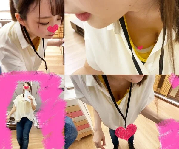 【個撮胸チラ①】《家具屋の激カワ巨乳店員さん》丁寧に説明してくれながら、えっちな