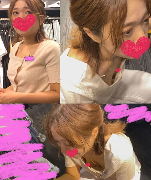 【個撮胸チラ②】《えちパイの洋服屋の店員さん》半ば迷惑な客にも笑顔で対応してくれ