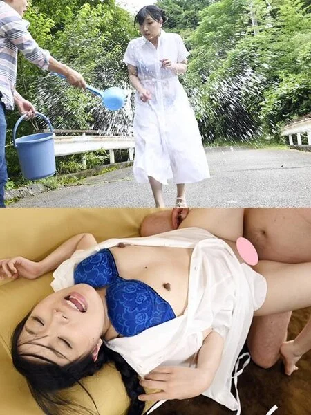 真っ白ワンピ姿のむっちりデカ尻美女を狙って打ち水…透け透け下着に我慢できずブラを