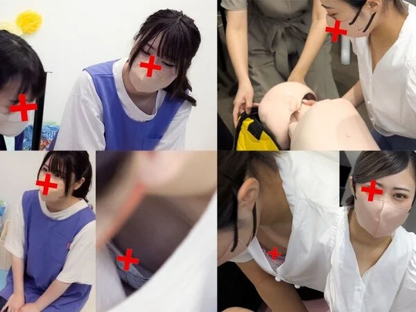 【救命講習/胸チラNo.37】美人OL/アイドル顔保育士、講習中の乳首胸チラ!!