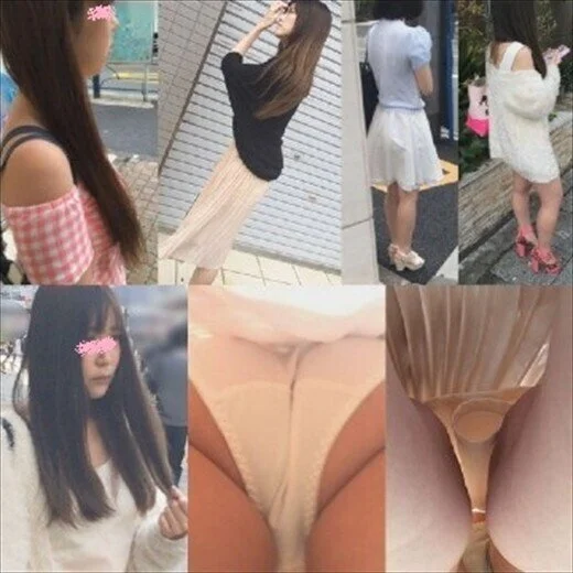 素人パンチラ狩り in お外で撮影会 学園都市で逆さ撮り 女子大生4人