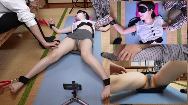 美脚全開で蚊の鳴くような遠慮してるっぽい小声をあげるも快楽責めで身悶えしながらエ