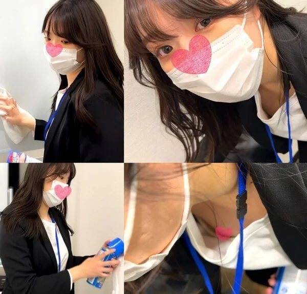 【胸ちら/乳首】会社内TOPクラスの美女!!掃除中のおっぱい絶景!!