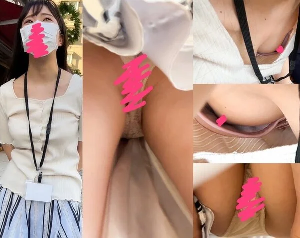 天国のような時間!同僚OLのコンビニ胸チラ!!あと片付け中の無防備胸チラ美人スタ