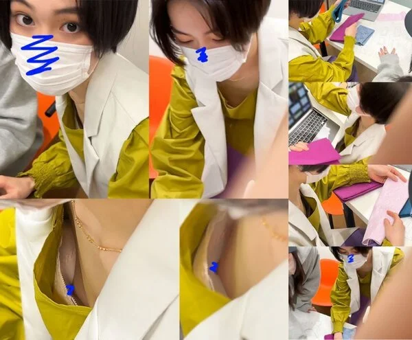 【胸ちら/乳首】アパレル会社勤務のデザイナー。商品会議中に丸見え乳首!!