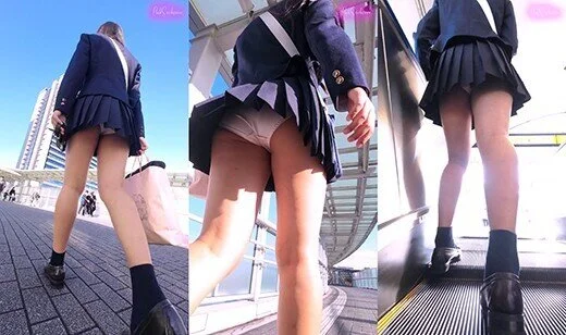 【縦型動画】ムチムチ太腿がエロい、ミニスカ制服J.Kちゃんの生パンツ(2)ローア
