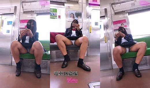 【縦型動画】ミニスカ制服生パンツ■■電車(1)対面パンチラ編