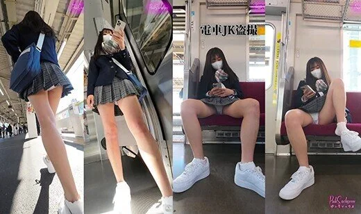 【縦型動画】ミニスカ制服娘は何色の生パンツ? 2日連続■■電車(4)白パンツでM