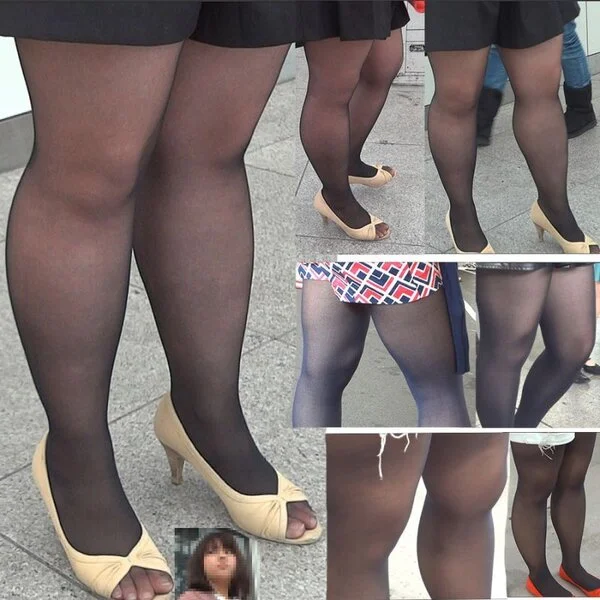 《お買い得品》黒パンスト4人分! タヌキ顔のカワイイ 膨張ふくらはぎOLの黒パン