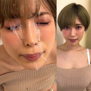 個撮)【おねだり顔射】ショートカット巨乳美女は顔射を欲しがる変態女【濃厚ザーメン