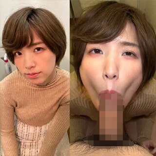 個撮)ショートカット美人お姉さん【じっと見つめてひょっとこ顔】ねっとりバキューム