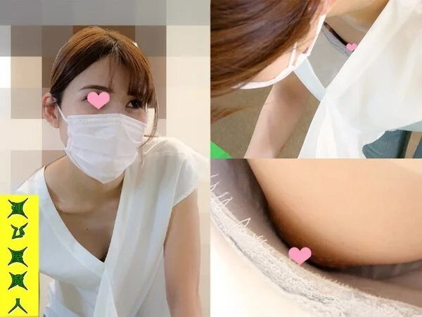 【集荷客の胸チラ】某営業所:お嬢様学校に通う女子大生の再来店。やはり完璧な乳首で