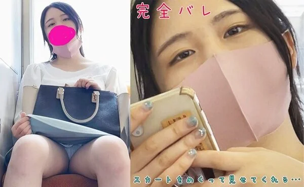 撮影バレて見せつけてくる女子! ■■に気付いたのに対面した女の子は段々と脚を開い