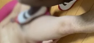 上靴、黒ストッキング足コキ