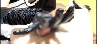 メイド黒サテン手袋ローション手コキ 主観視点です