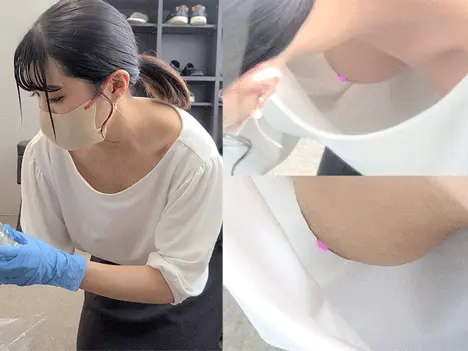 【美人OL】ゴミ掃除中に胸チラ&パンチラを長尺でゲット!絶好シーン満載。