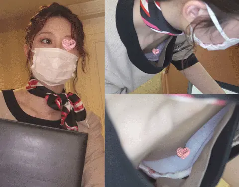 【ホテルウーマン】パンティ食い込み半分ま〇こハミ出し!そのまま気付かずM字開脚で