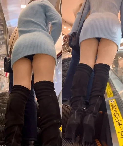 ミニスカタイトワンピース美女