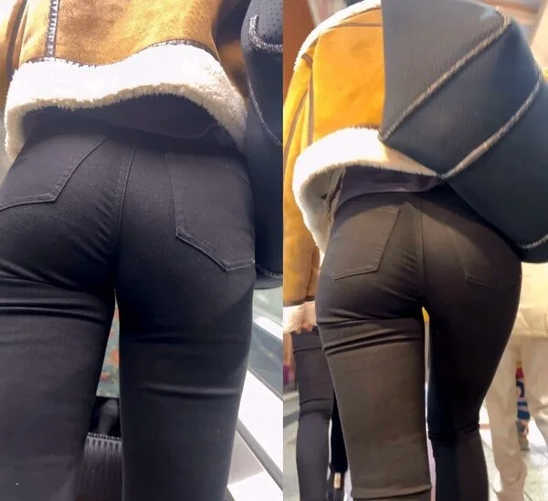 スキニーデニムパンツでヒップラインが魅力のスレンダー美女③