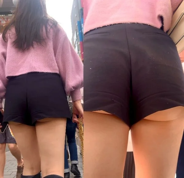 ショートパンツでハミ尻が魅力な美女②