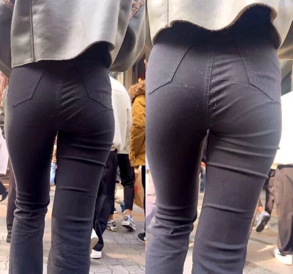 スキニーデニムパンツでヒップラインが魅力のスレンダー美女④