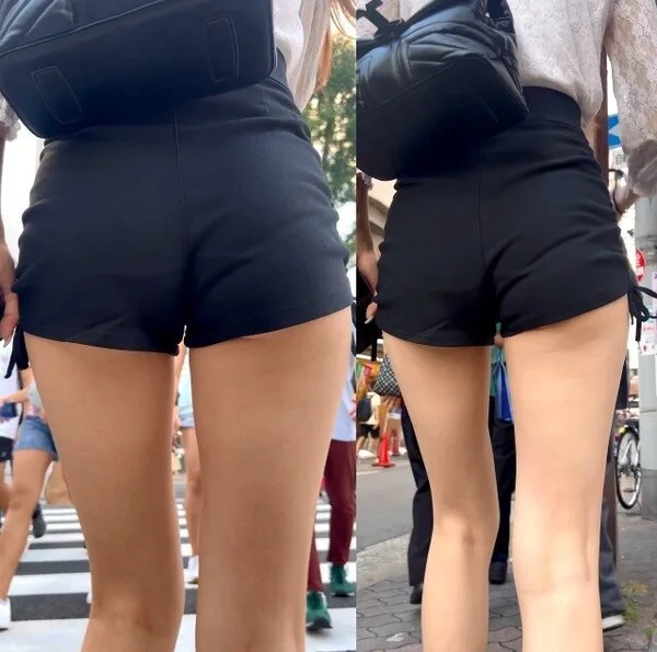 ショートパンツに生足が魅力な美女②