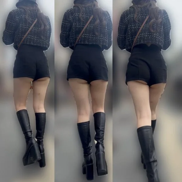 ショートパンツハミ尻美女