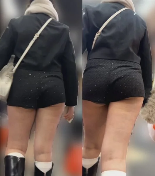 ムチムチしたお尻からこぼれるハミ尻美女