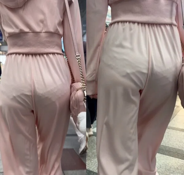 パンティラインがくっきりと透けちゃってる美女