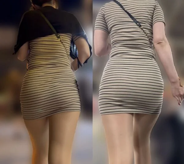 ヒップラインが美しいミニスカワンピース美女