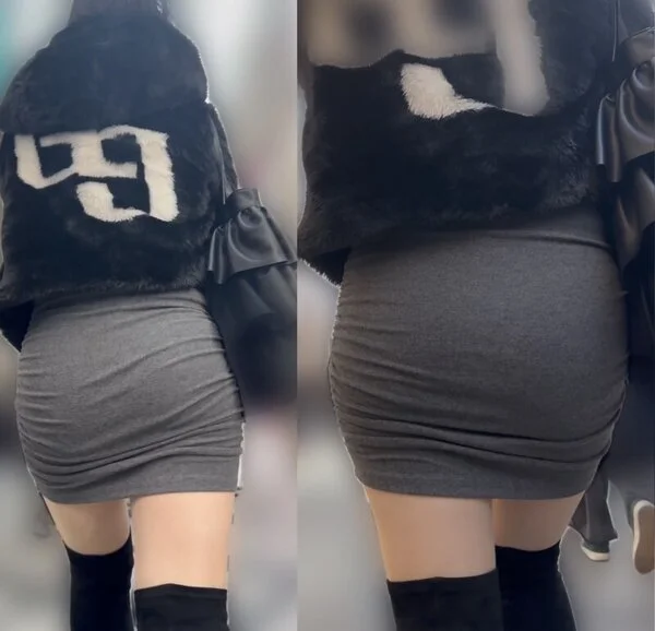 ヒップラインが魅力的なタイトスカート美女