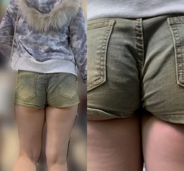 ショートパンツに生足スタイルの美人お姉さん