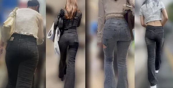 デニムパンツのお姉さん4人セット②