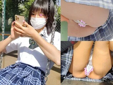 【J◎食い込みパンチラ】不貞腐れ制服女子と公園で紐パンティーデート♡