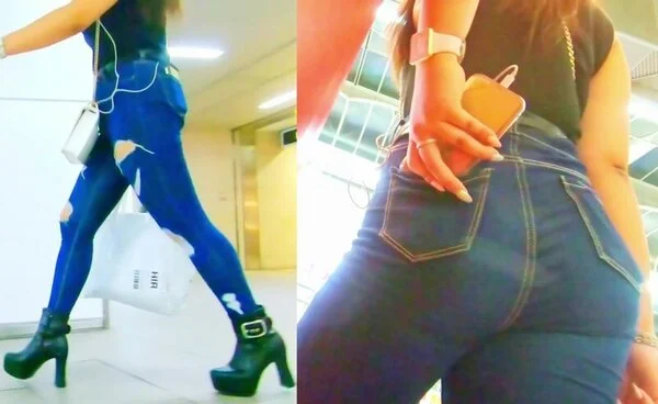 No.212ダメージ過ぎデニムからのセクシー太ももがエロかっこいいクールお姉さん