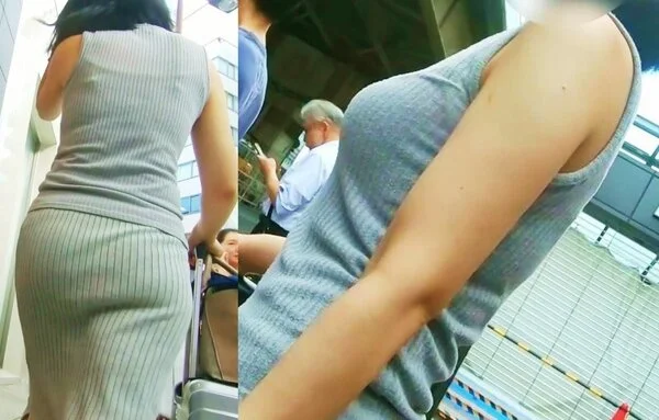 No.193ノースリーブにタイトスカートの合わせ技でセクシーボディ露わに街中を闊