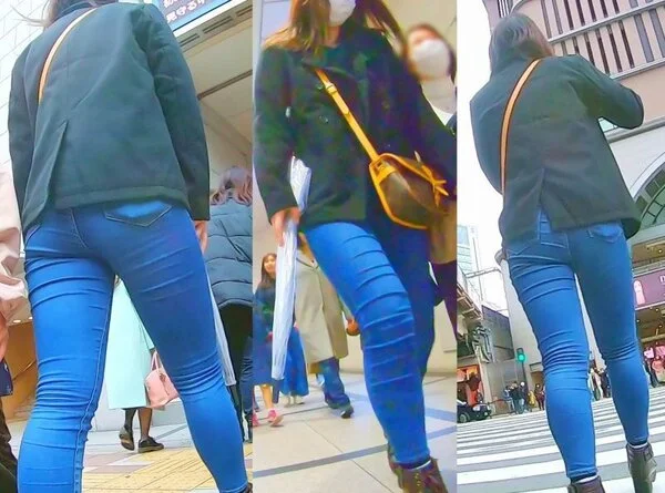 No.383スキニーデニム越しのプリとしたお尻と太ももをじっくり観察したいお姉さ