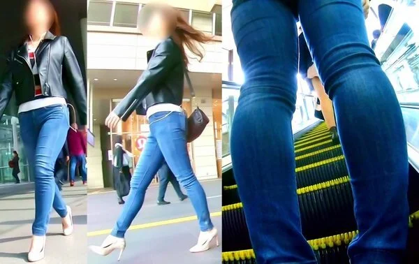 No.402デニム×脚線美で見せつけてくる脚フェチ男子への圧がスゴイクール系お姉
