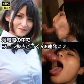 【脚立フェラ有】色白ハーフが薄暗闇の中でフェラ抜きごっくん5連発