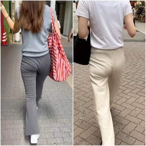 《尻肉の揺れ動きが抜群なストレッチパンツモデル達》
