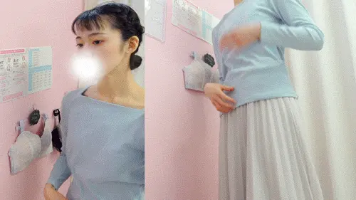 貧乳美女の店員の着替え【ランジェリーショップ/試着録04】